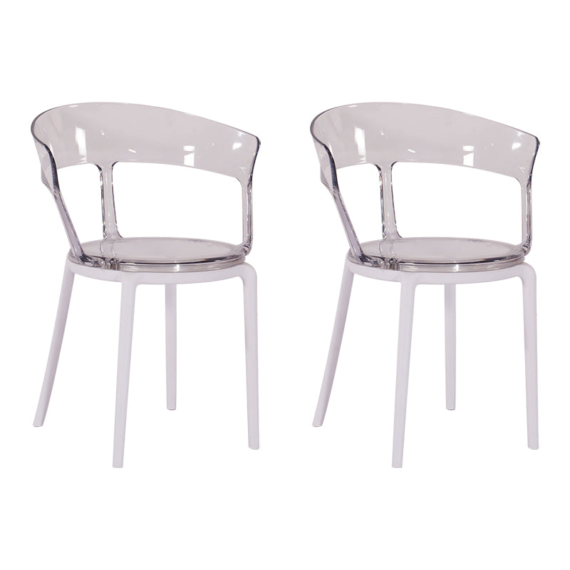 Contemporary Plastic Restaurant Side Chair Clear Open Back Dining Chair
