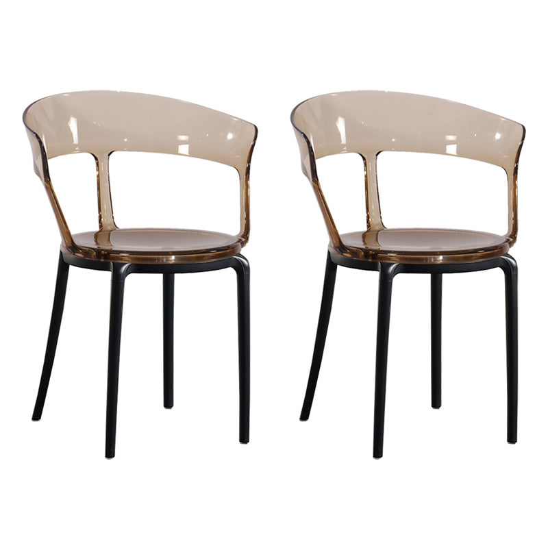 Contemporary Plastic Restaurant Side Chair Clear Open Back Dining Chair