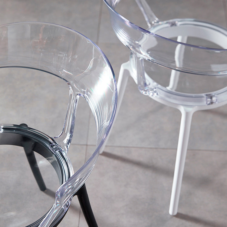 Contemporary Plastic Restaurant Side Chair Clear Open Back Dining Chair