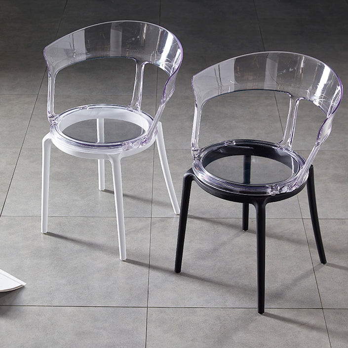 Contemporary Plastic Restaurant Side Chair Clear Open Back Dining Chair