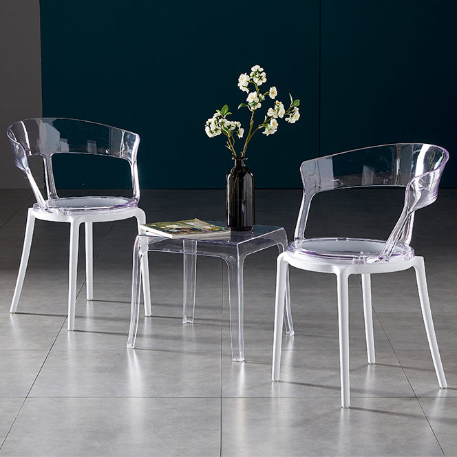 Contemporary Plastic Restaurant Side Chair Clear Open Back Dining Chair