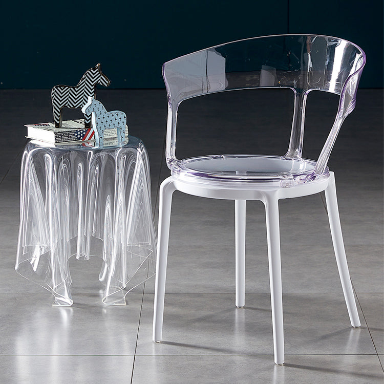 Contemporary Plastic Restaurant Side Chair Clear Open Back Dining Chair