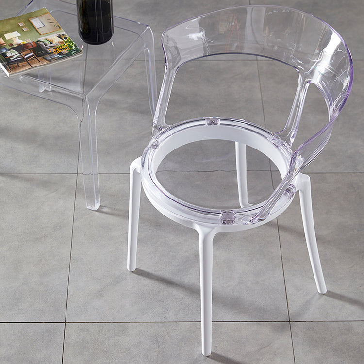Contemporary Plastic Restaurant Side Chair Clear Open Back Dining Chair