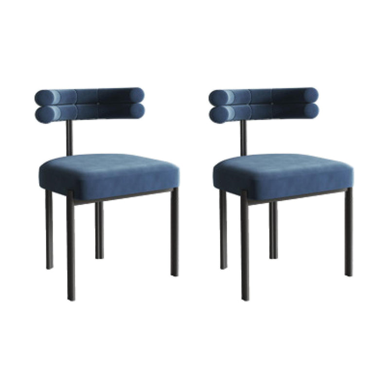 Contemporary Velvet Armless Side Chair Matte Finish Open Back Dining Chair