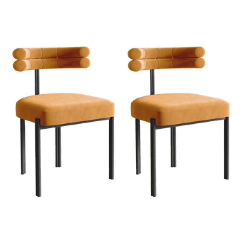Contemporary Velvet Armless Side Chair Matte Finish Open Back Dining Chair