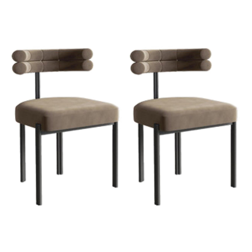 Contemporary Velvet Armless Side Chair Matte Finish Open Back Dining Chair