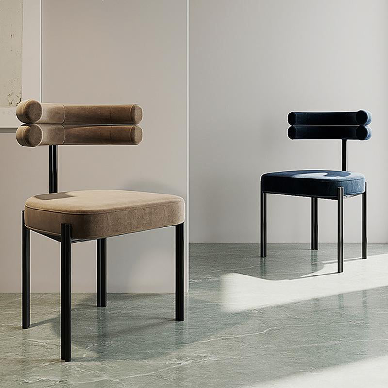 Contemporary Velvet Armless Side Chair Matte Finish Open Back Dining Chair