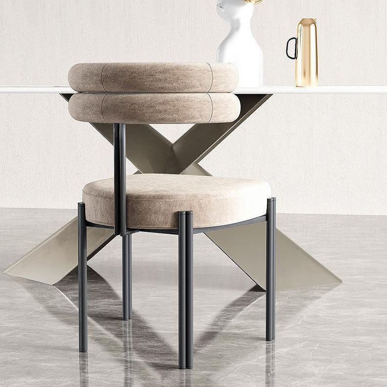 Contemporary Velvet Armless Side Chair Matte Finish Open Back Dining Chair