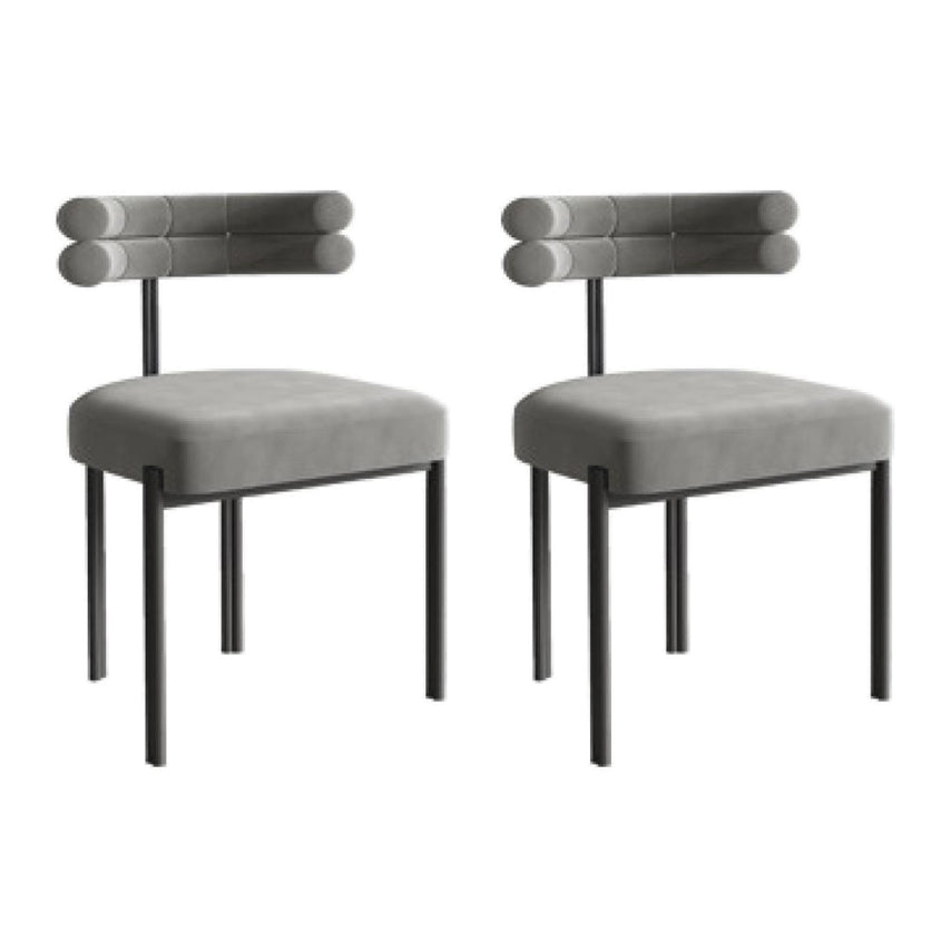 Contemporary Velvet Armless Side Chair Matte Finish Open Back Dining Chair