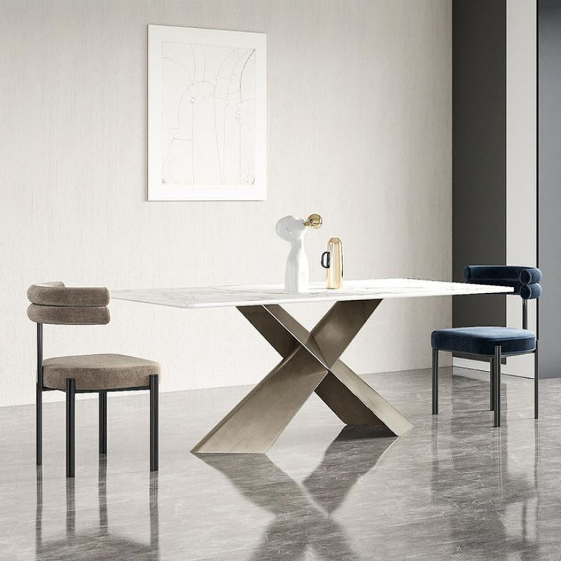 Contemporary Velvet Armless Side Chair Matte Finish Open Back Dining Chair