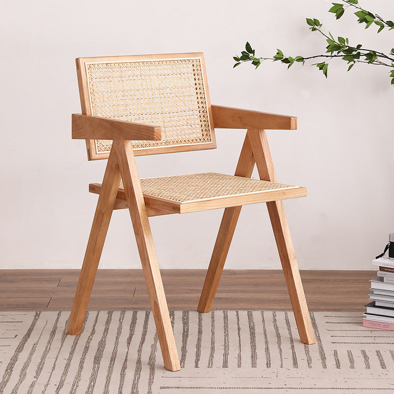 Chaise de salle à manger en bois moderne, bras de chaise en rotin pour utilisation au Restaurant