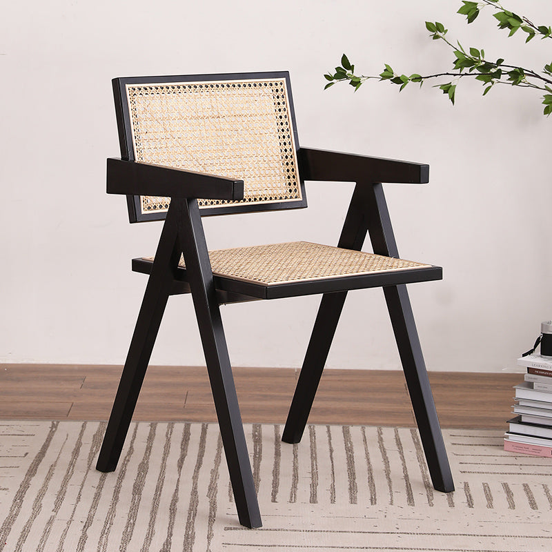 Chaise de salle à manger en bois moderne, bras de chaise en rotin pour utilisation au Restaurant