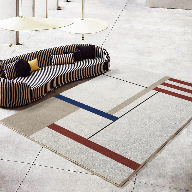 Brown Modern Rug Polyester Contrast Color Rug Non-Slip Backing Rug for Home Decor