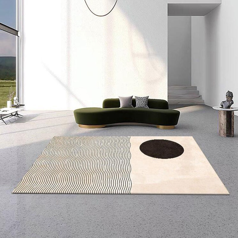 Brown Modern Rug Polyester Contrast Color Rug Non-Slip Backing Rug for Home Decor