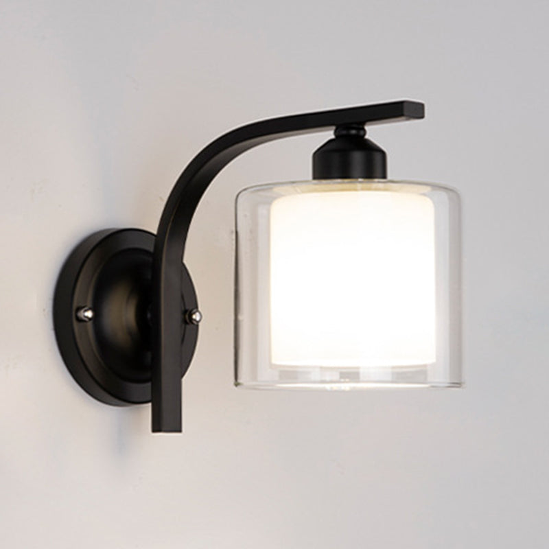 Contemporary Clear Glass Wall Sconce 1 Head Metal Wall Light for Living Room