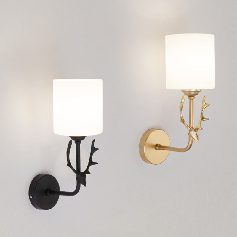 Lámpara de luz cilíndrica de vidrio de estilo simple lámpara de pared de una cabeza para dormitorio