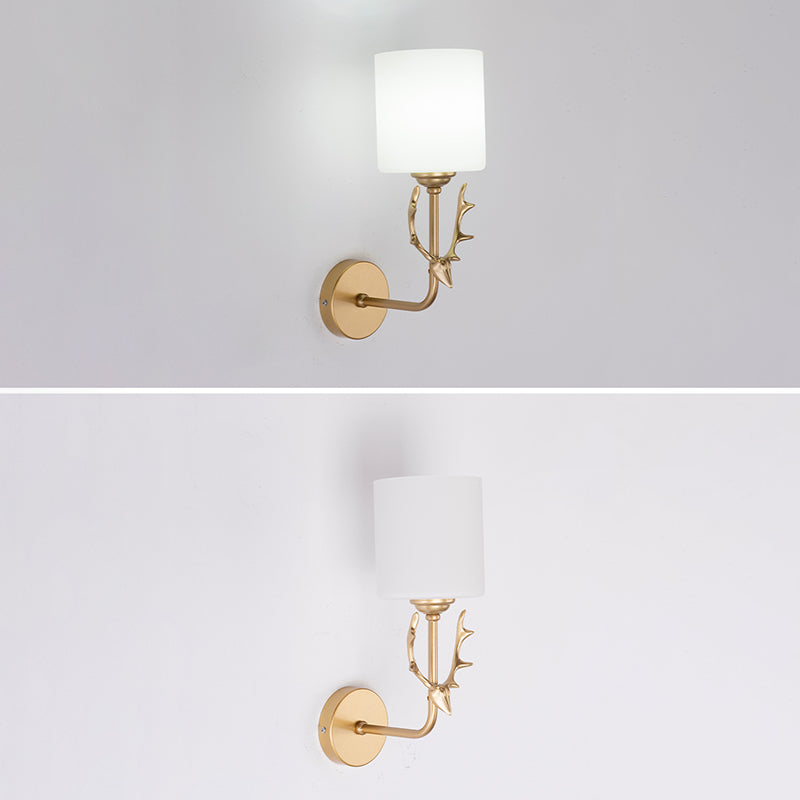 Lámpara de luz cilíndrica de vidrio de estilo simple lámpara de pared de una cabeza para dormitorio