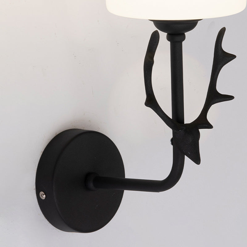 Lámpara de luz cilíndrica de vidrio de estilo simple lámpara de pared de una cabeza para dormitorio