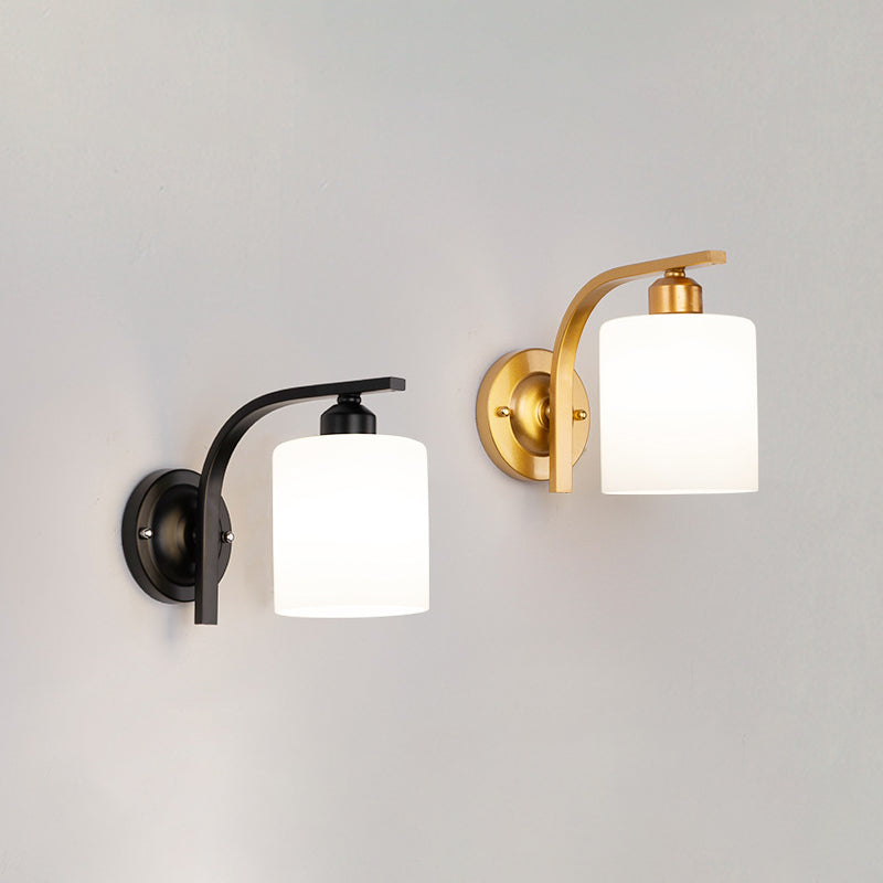 Nordic Style White Glass Sconce Light Fixtures One Head Wall Lamp for Bedroom