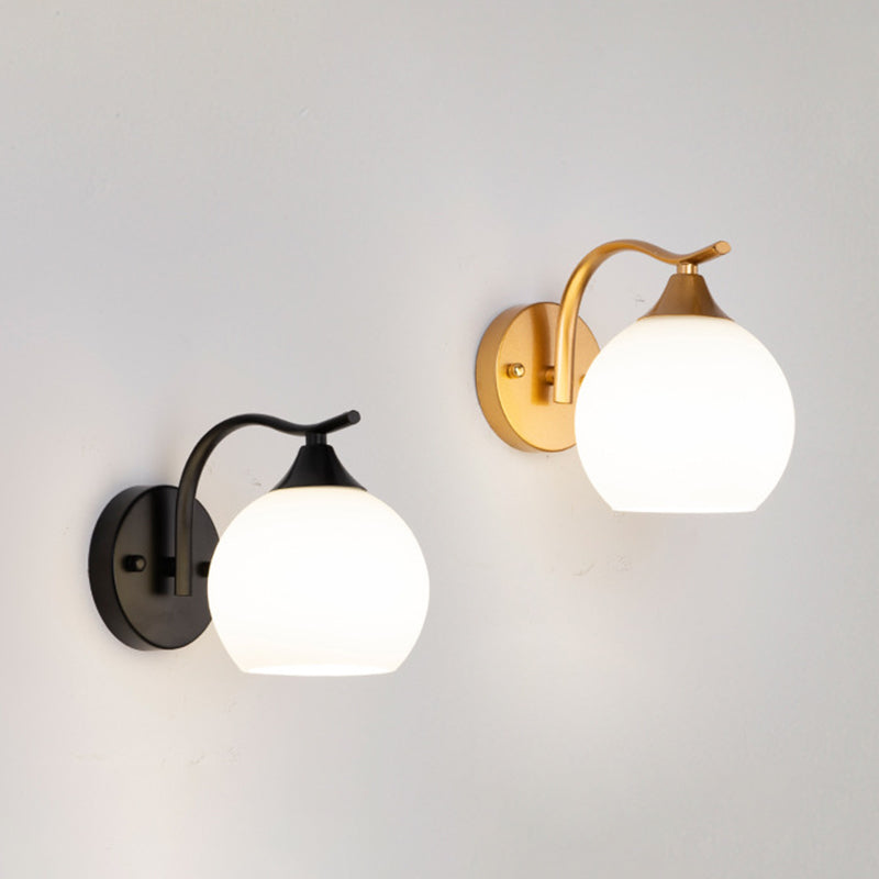 Bedroom Nordic Simple Sconce Light Fixtures 1 Bulb Glass Sphere Wall Mounted Lighting