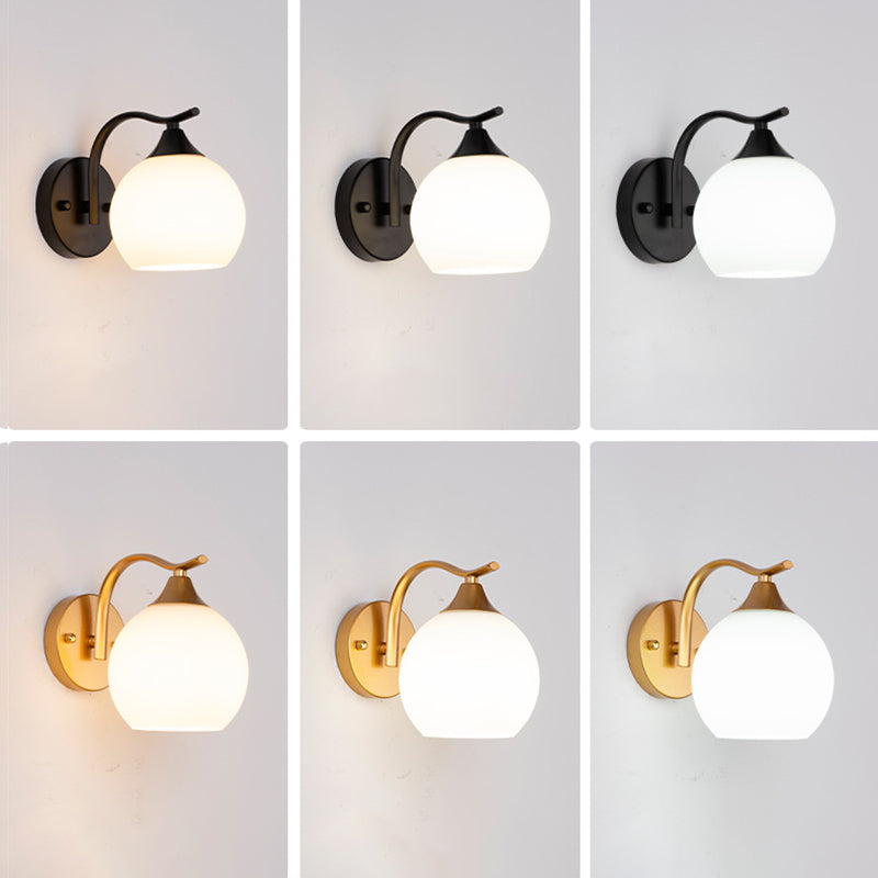 Bedroom Nordic Simple Sconce Light Fixtures 1 Bulb Glass Sphere Wall Mounted Lighting