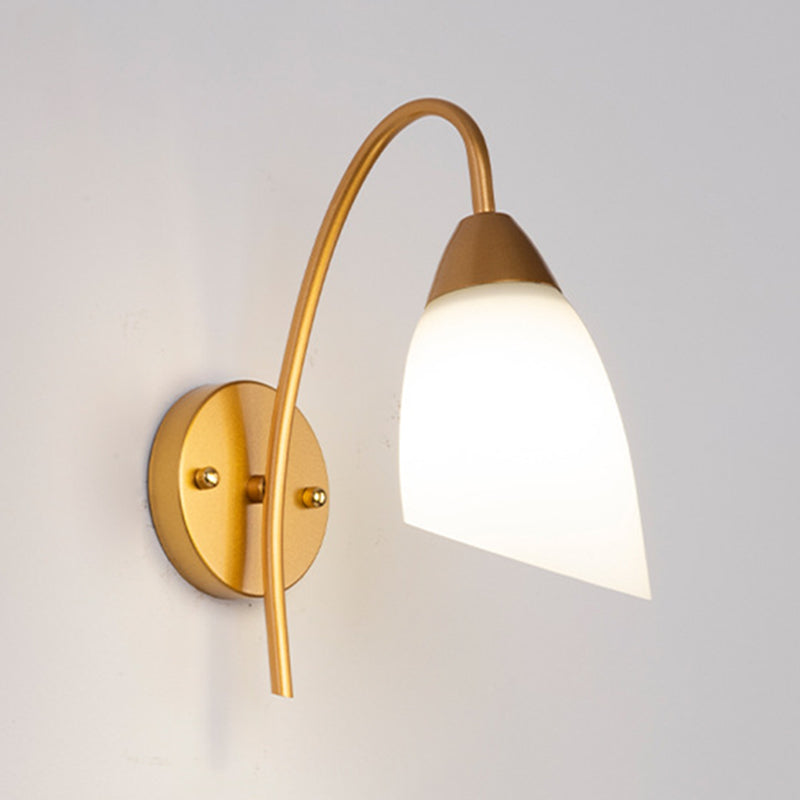 Simple Style White Glass Sconce Light Fixtures One Head Wall Lamp for Bedroom