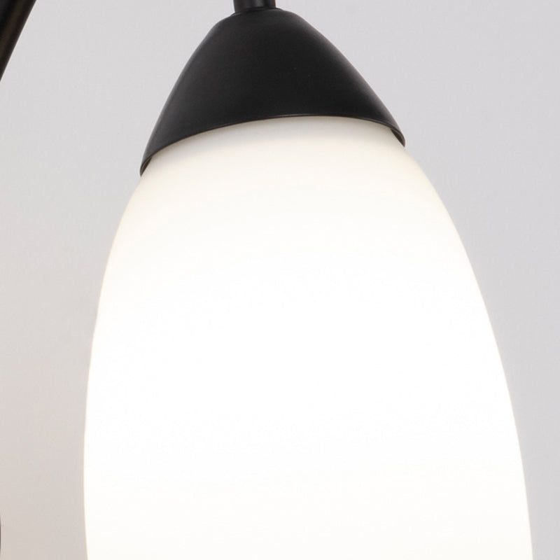 Lámpara de pared de una luz de vidrio blanco de estilo simple para el dormitorio