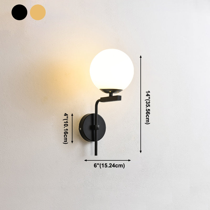 Bedside Simple Sconce Light Fixtures 1 Bulb Glass Sphere Wall Mounted Lighting