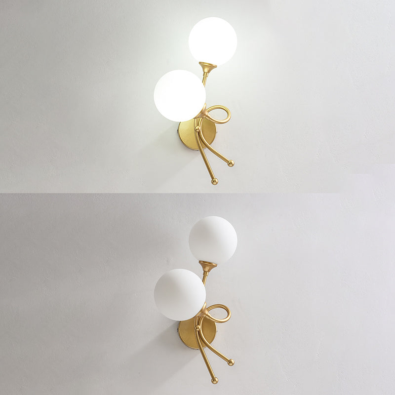 Contemporary Glass Wall Sconce Two Head Metal Wall Mounted Light Fixture for Living Room