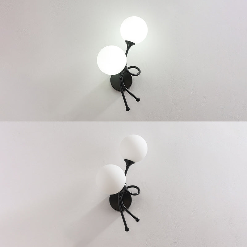 Zeitgenössische Glaswandleuchten mit zwei Kopfmetallwandleuchte für Wohnzimmer