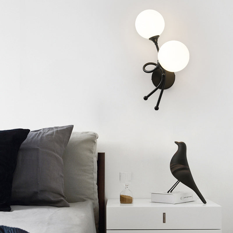 Zeitgenössische Glaswandleuchten mit zwei Kopfmetallwandleuchte für Wohnzimmer