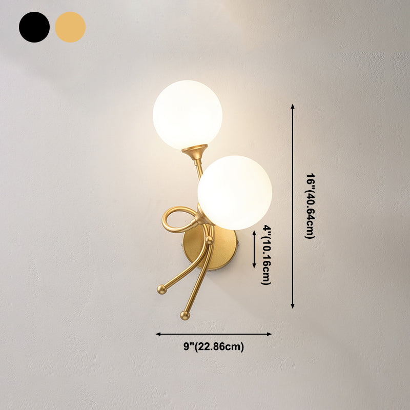 Zeitgenössische Glaswandleuchten mit zwei Kopfmetallwandleuchte für Wohnzimmer