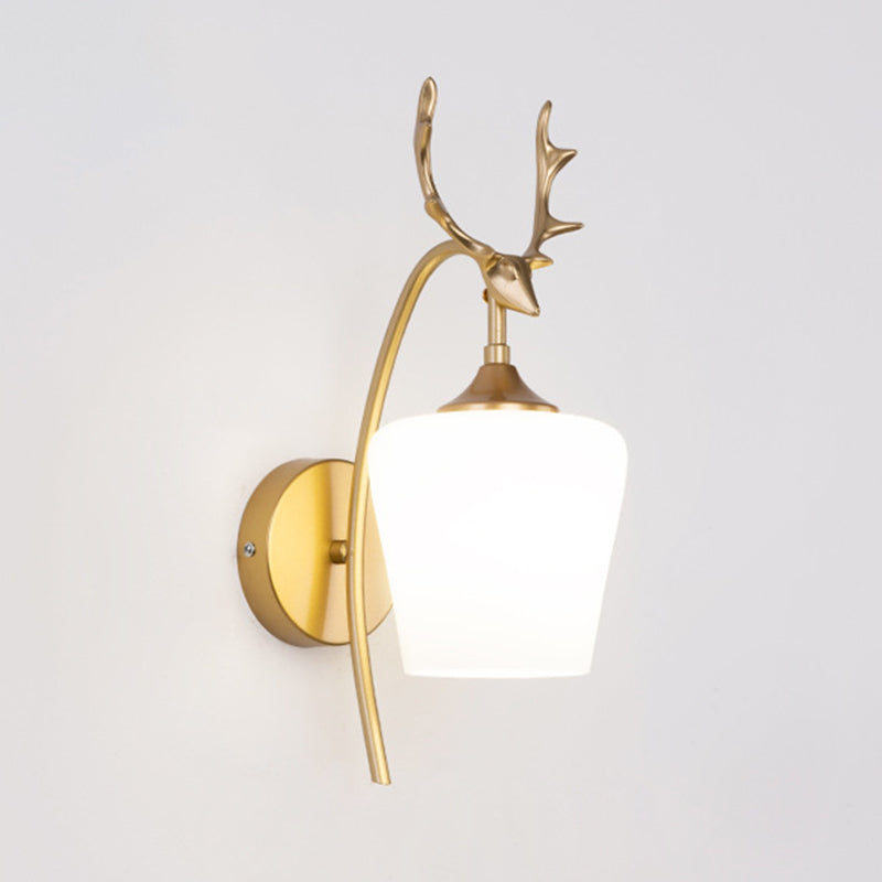 Modern Glass Wall Sconce 1 Head Metal Antler Wall Mounted Light Fixture for Living Room
