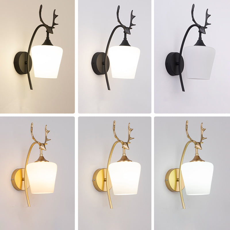Moderne Glaswandleuchter 1 Kopf Metall -Geweihen -Wandmontage Leuchte für Wohnzimmer