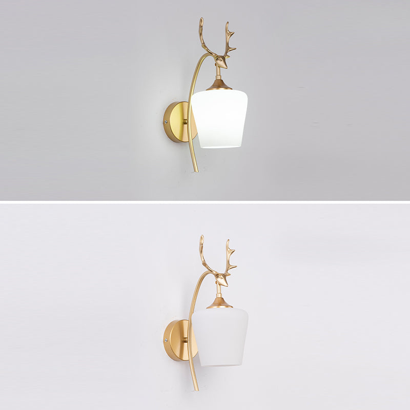 Moderne Glaswandleuchter 1 Kopf Metall -Geweihen -Wandmontage Leuchte für Wohnzimmer