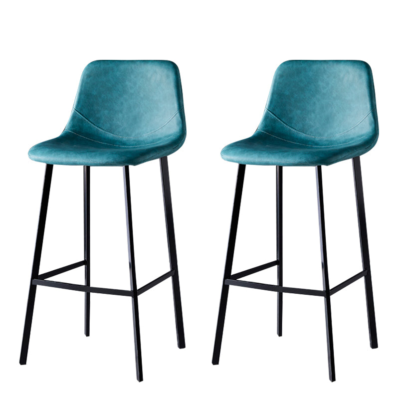 Modern Armless Backrest Counter Stool Iron Household Bar Stool with Leather Cushion