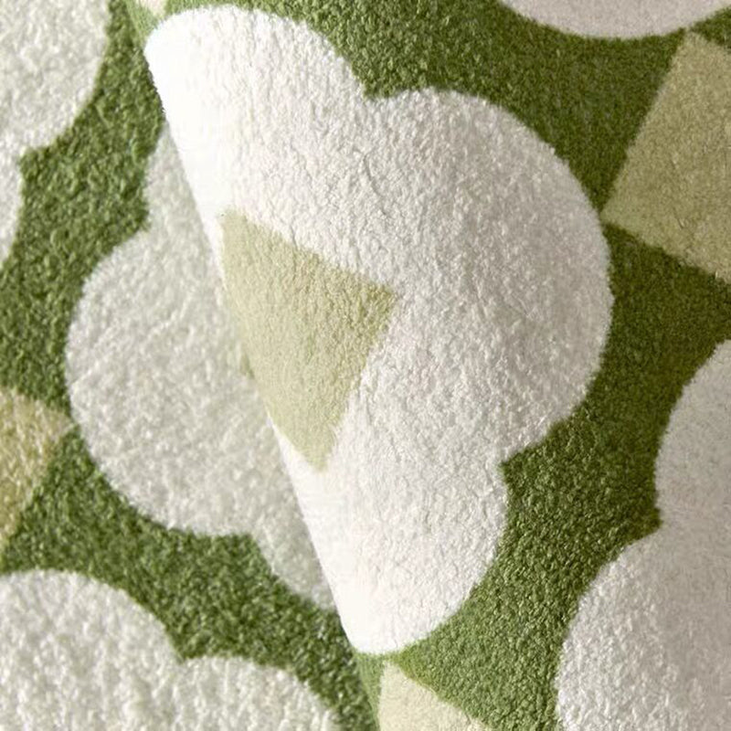 Yellow and Green Flowers Rug Polyester Area Carpet Non-Slip Backing Indoor Rug