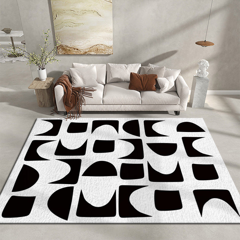 Modern Black and White Rug Geometry Area Carpet Stain-Resistant Non-Slip Backing Rug