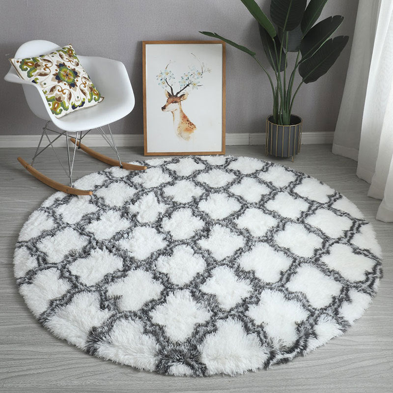 Simple Geometric Round Rug Indoor Rug Easy Care Pet Friendly Carpet for Bedroom