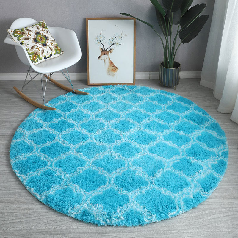 Simple Geometric Round Rug Indoor Rug Easy Care Pet Friendly Carpet for Bedroom