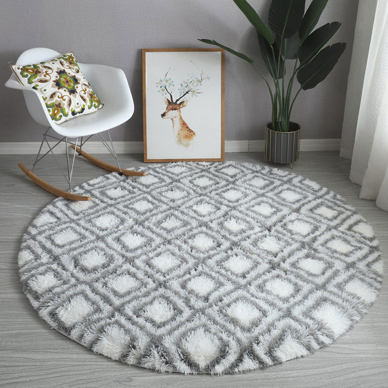 Simple Geometric Round Rug Indoor Rug Easy Care Pet Friendly Carpet for Bedroom