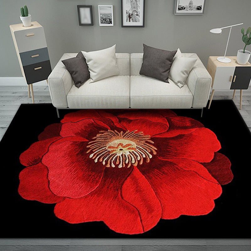 Flower Plant Rug Area Carpet Easy Care Machine Washable Indoor Rug for Decoration