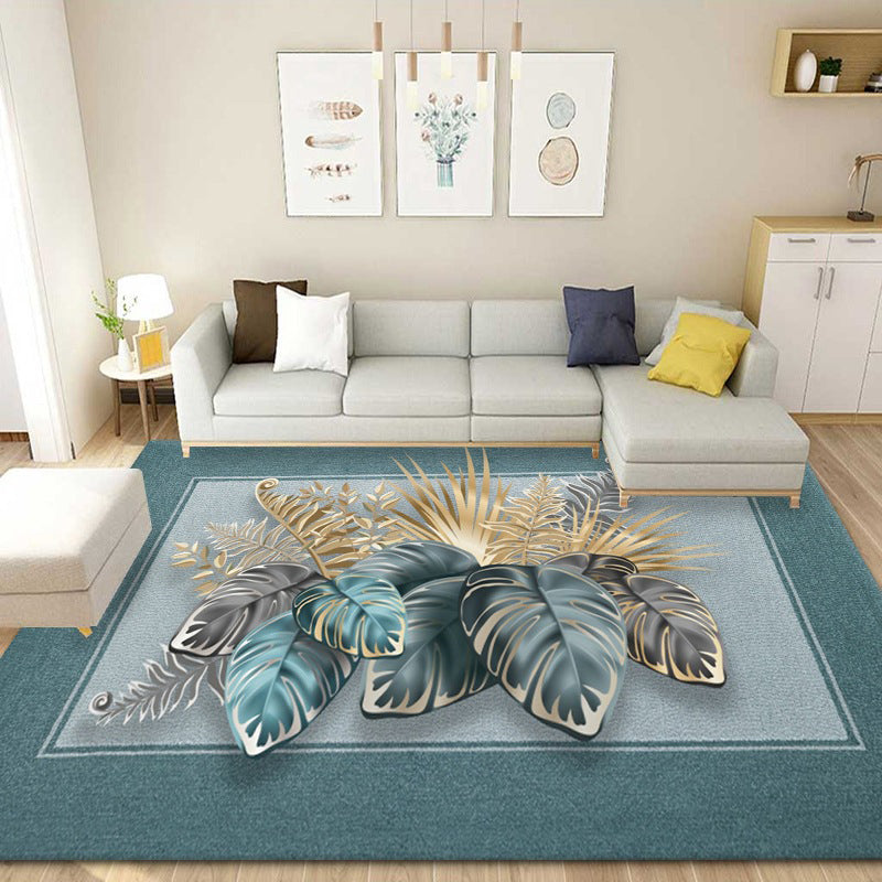 Flower Plant Rug Area Carpet Easy Care Machine Washable Indoor Rug for Decoration