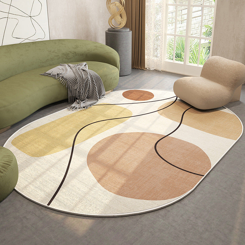 Orange Nordic Rug Polyester Color Block Rug Washable Rug for Living Room