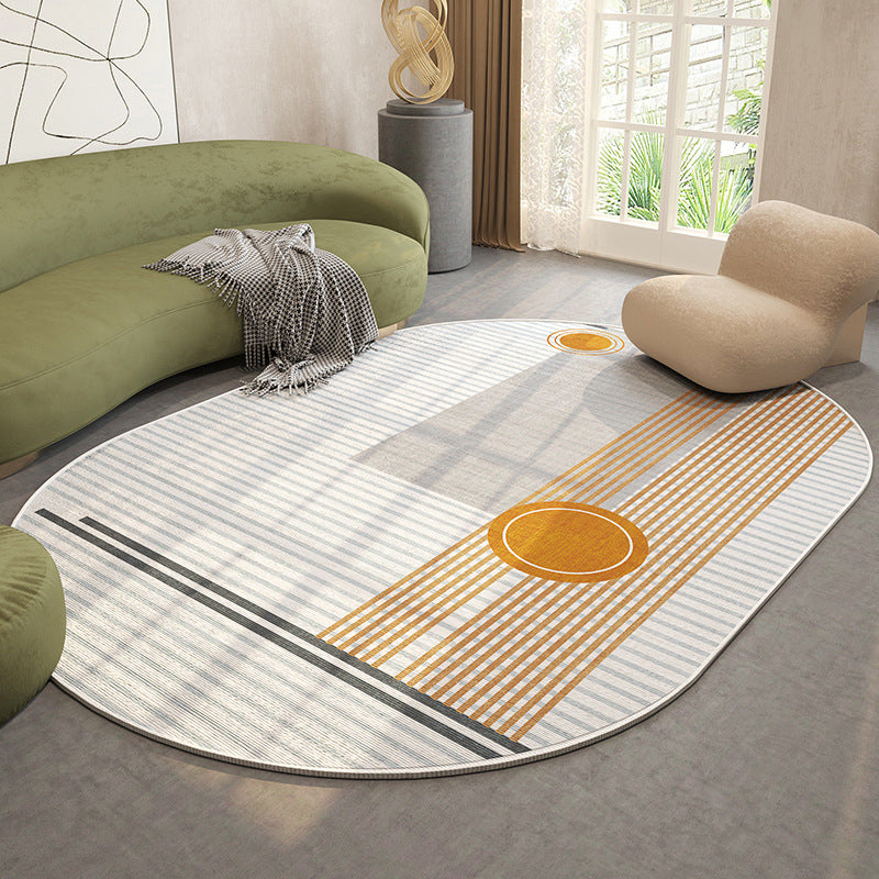 Orange Nordic Rug Polyester Color Block Rug Washable Rug for Living Room