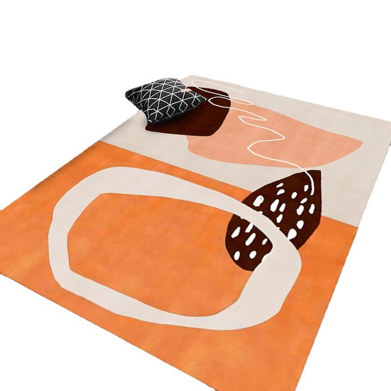 Dark Purple Contrast Color Rug Polyester Simple Rug Non-Slip Backing Rug for Drawing Room