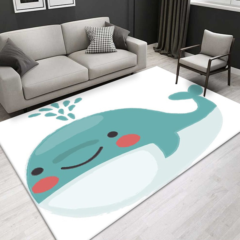 Modern Underwater World Animals Rug Area Rug Polyester Anti-Slip Backing Rug