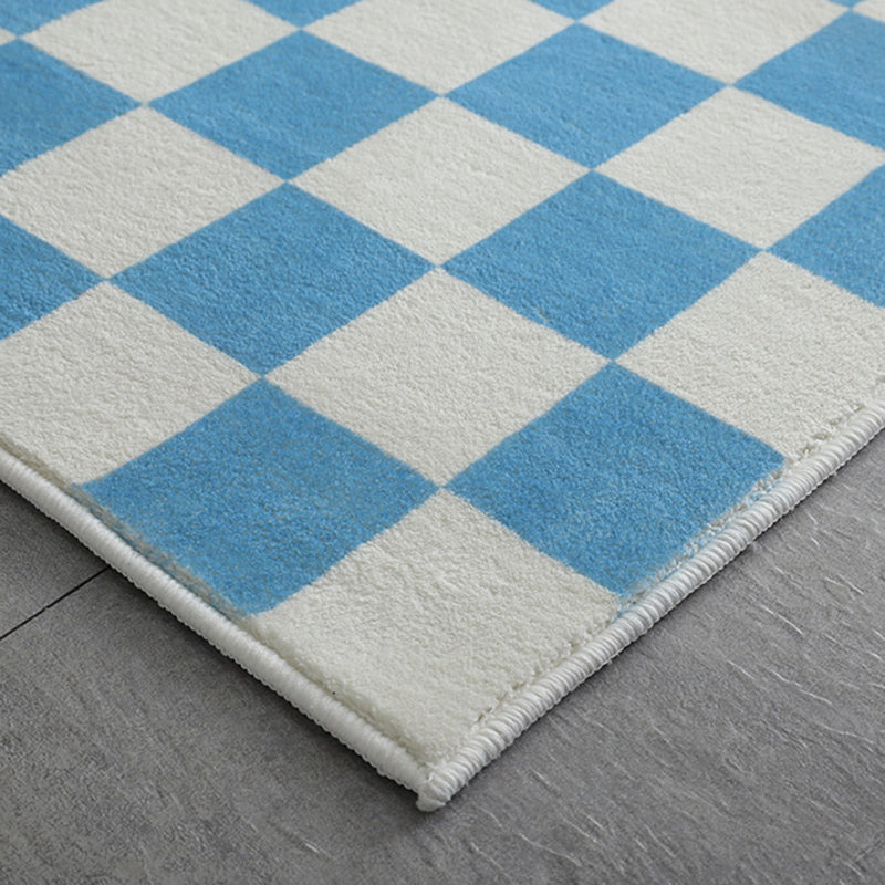 Checkerboard Living Room Rug Polyester Geometric Rug Non-Slip Backing Rug