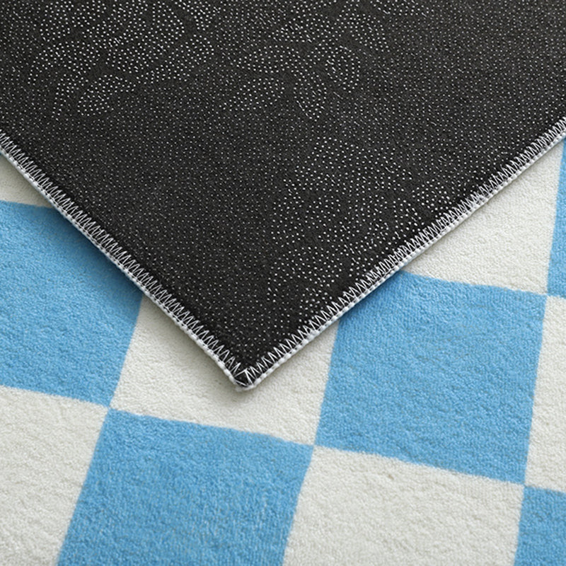 Checkerboard Living Room Rug Polyester Geometric Rug Non-Slip Backing Rug
