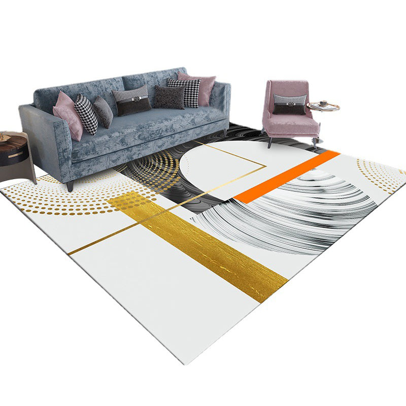 Beige Simple Carpet Polyester Graphic Area Carpet Washable Carpet for Home Decor